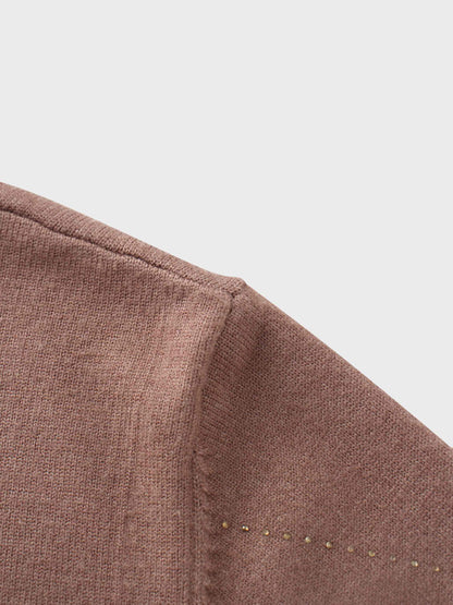 Diamond Stud Design Sweater-Mocha Mousse