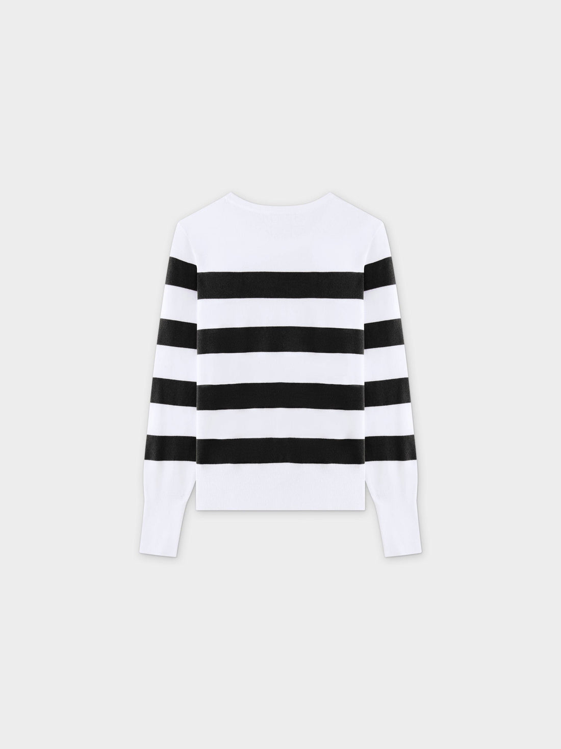 Striped Cotton Sweater-Black