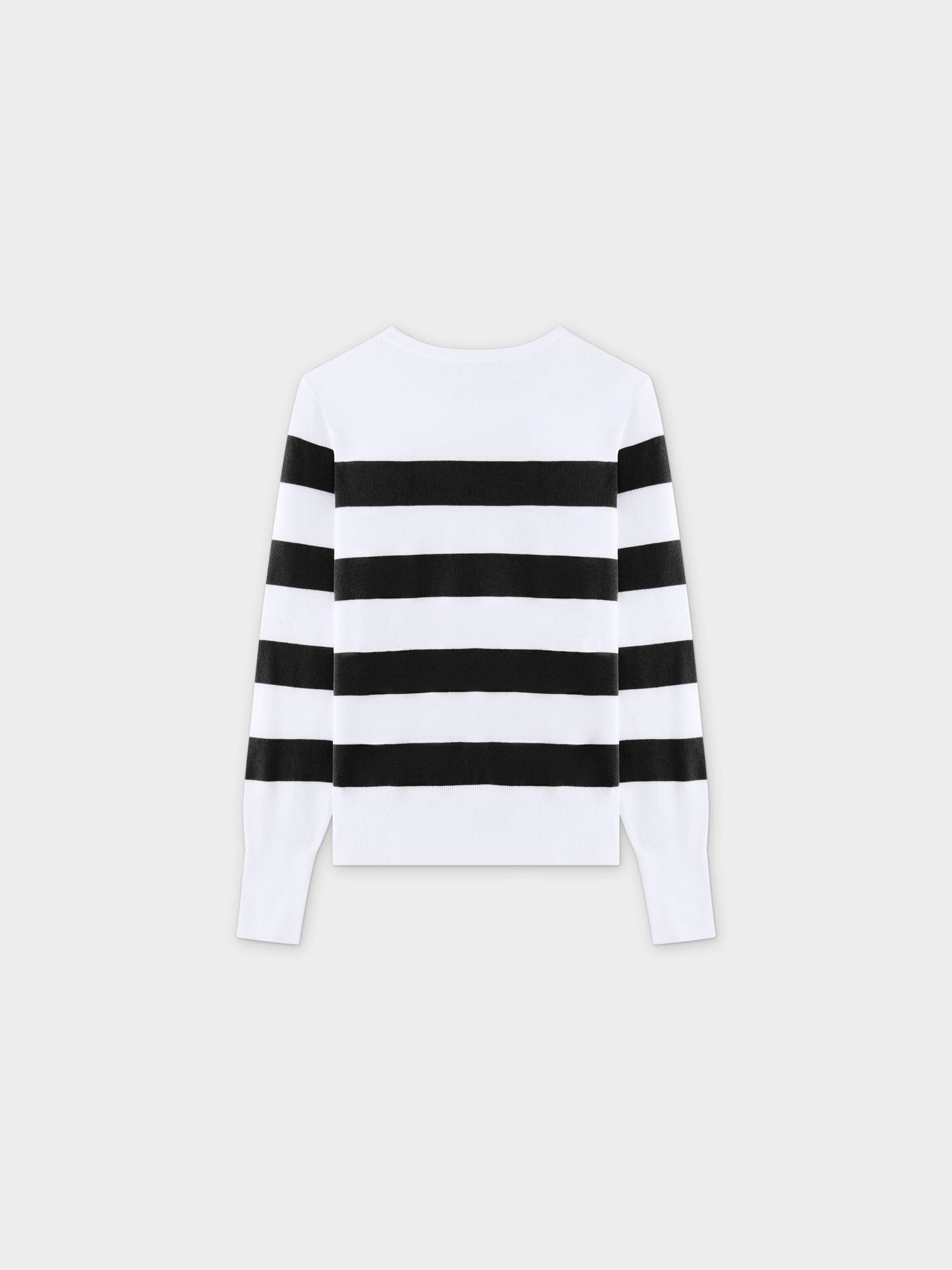 Striped Cotton Sweater-Black