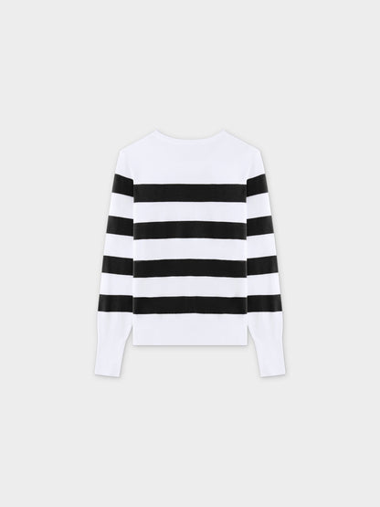 Striped Cotton Sweater-Black