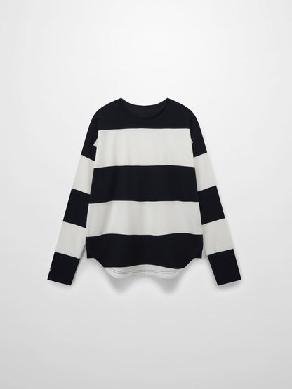 Oversized Rounded Hem T-Shirt-Black/White