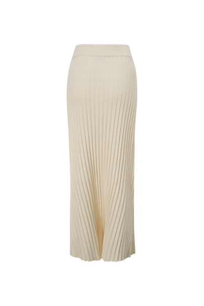 Knit Ribbed Maxi Skirt-Ivory