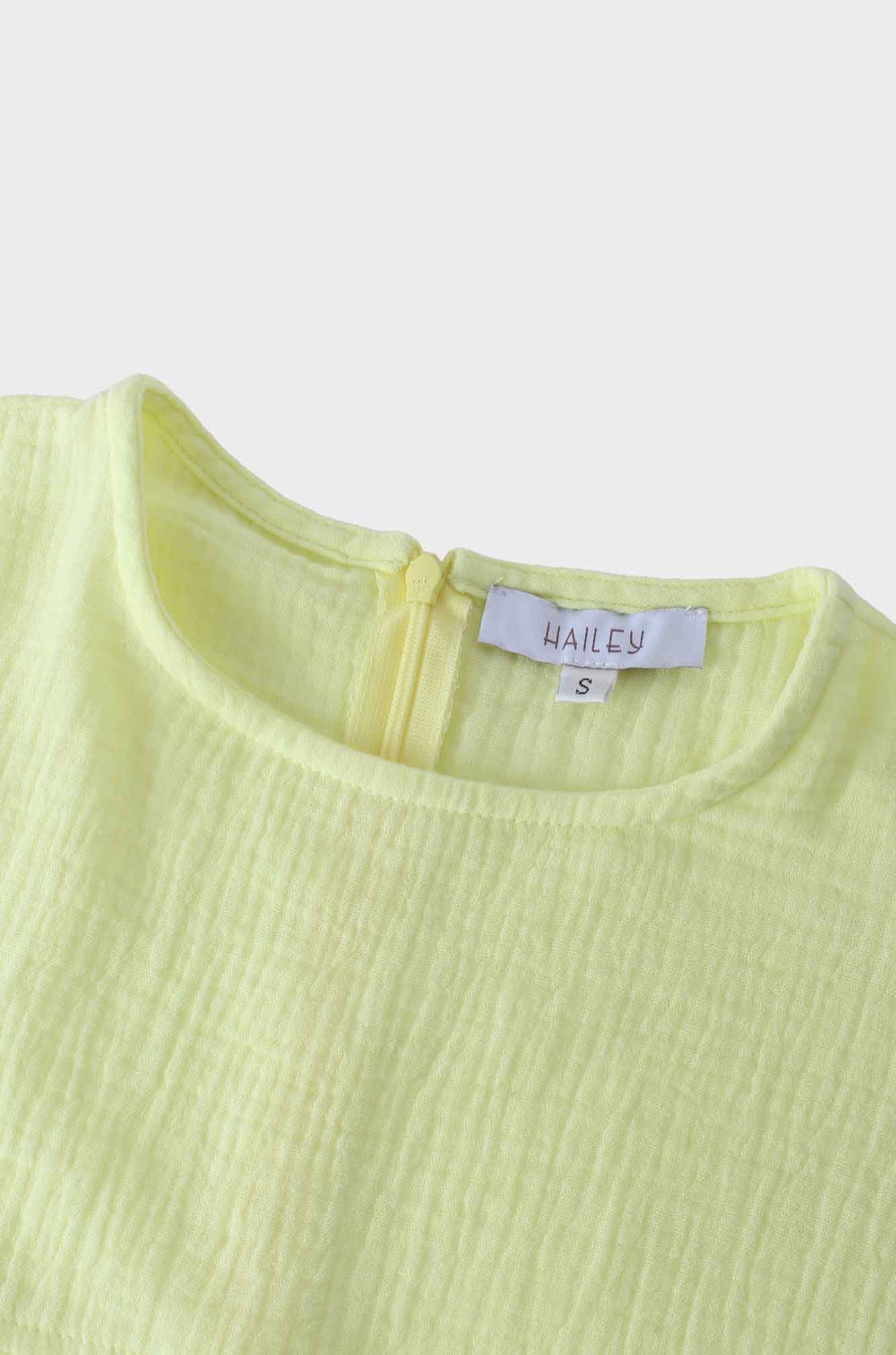 Gauze Crop Top-Lemon Sorbet