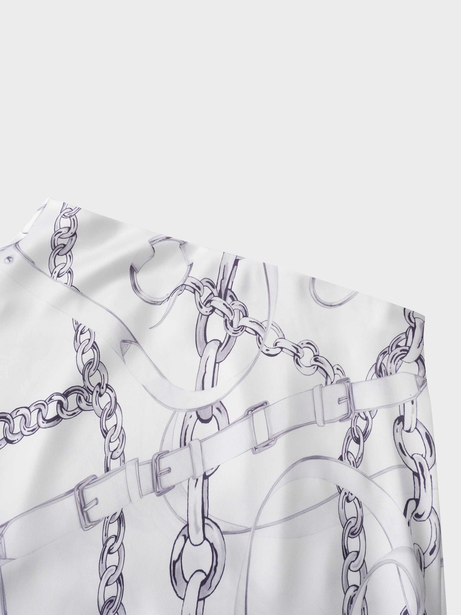 Printed Faux Satin Slip Skirt-Chain Design