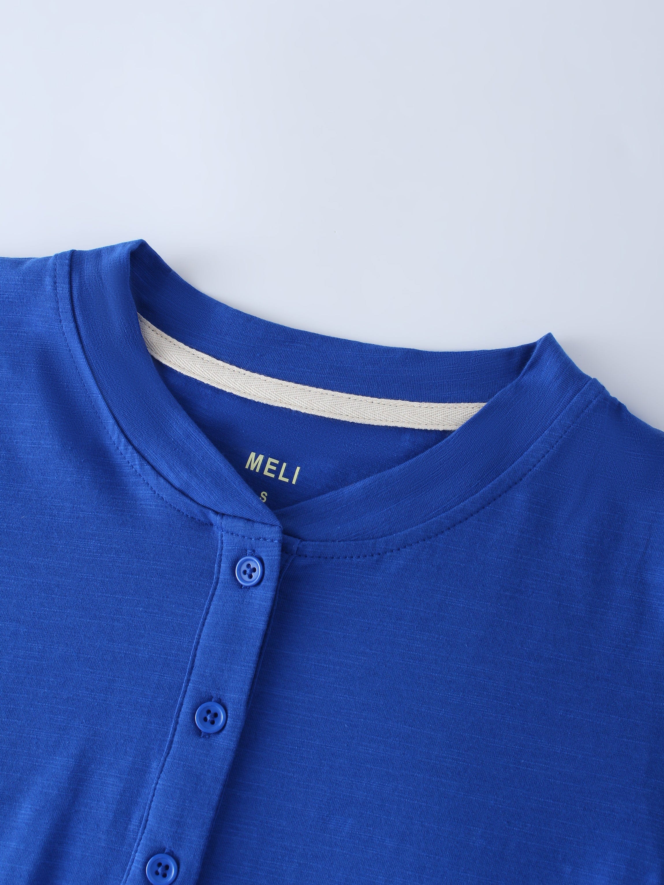 4 BUTTON HENLEY TEE-COBALT BLUE