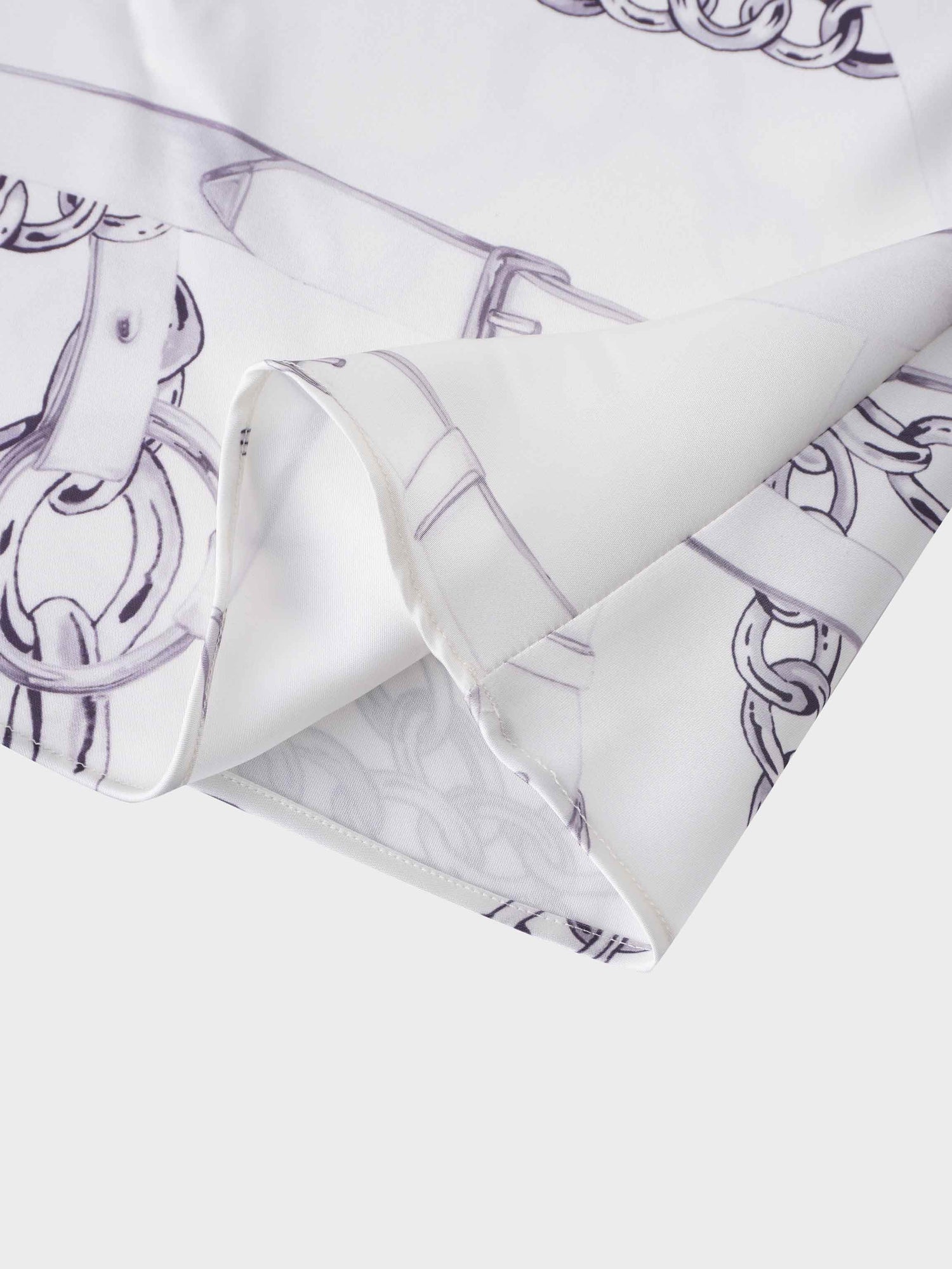 Printed Faux Satin Slip Skirt-Chain Design