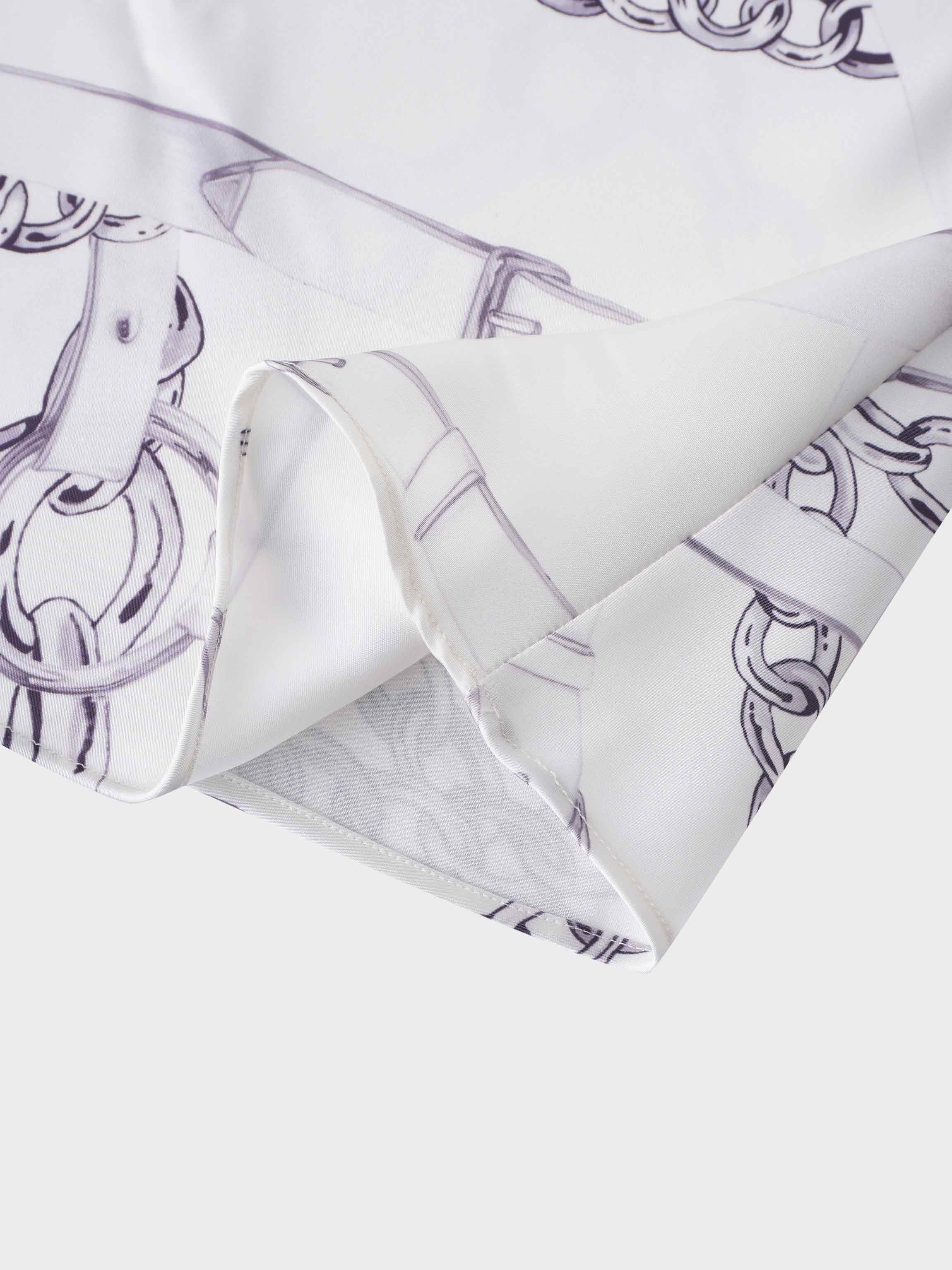 Printed Faux Satin Slip Skirt-Chain Design