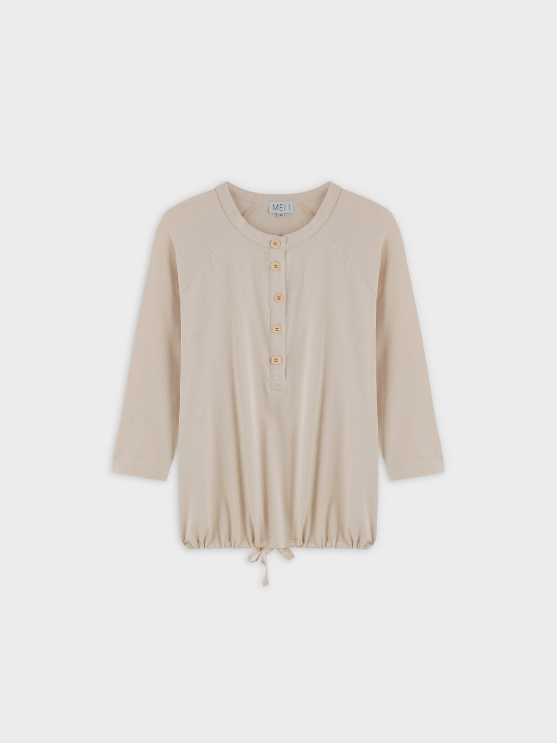 HENLEY DRAWSTRING TEE-TAN