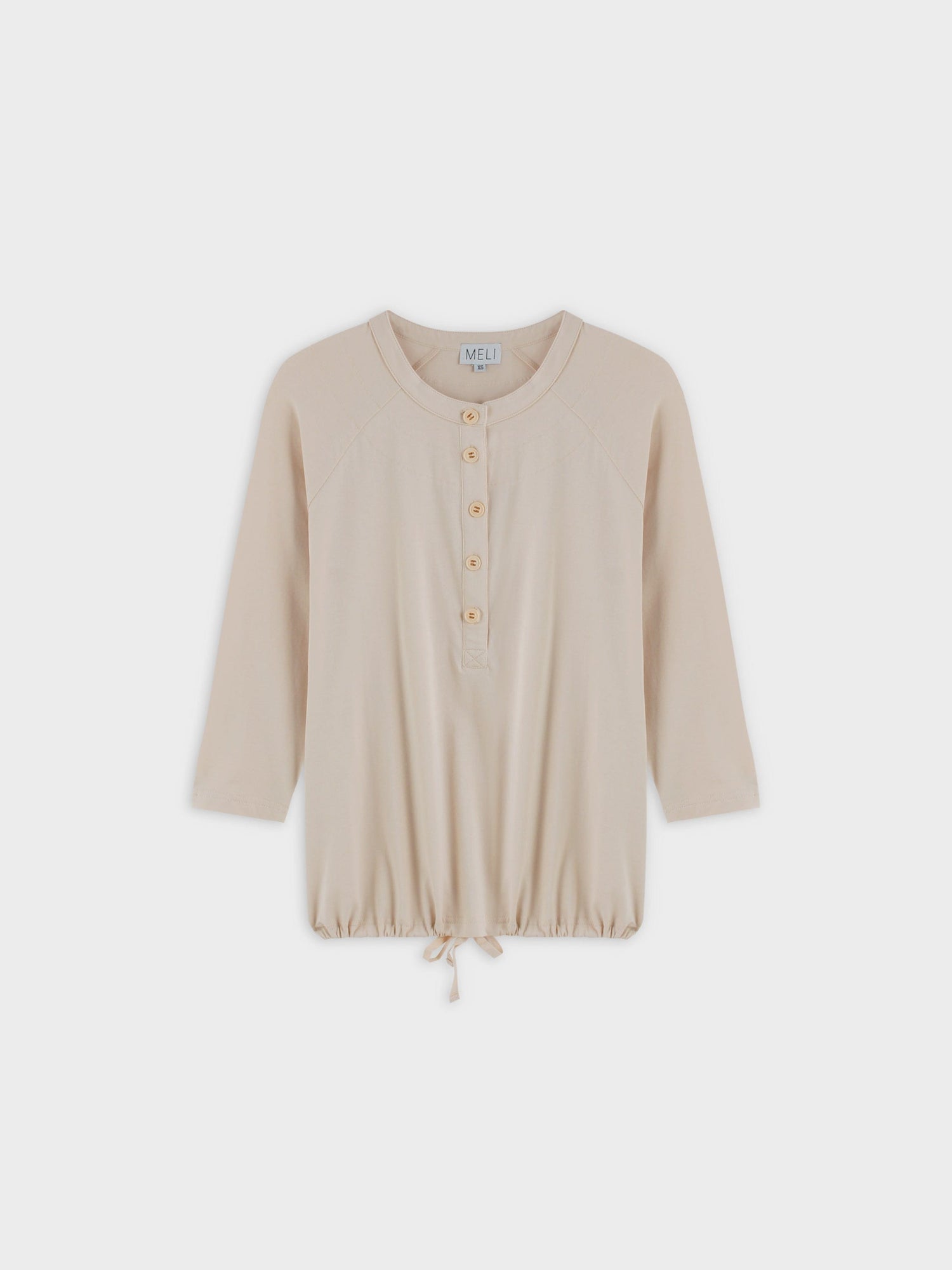 HENLEY DRAWSTRING TEE-TAN