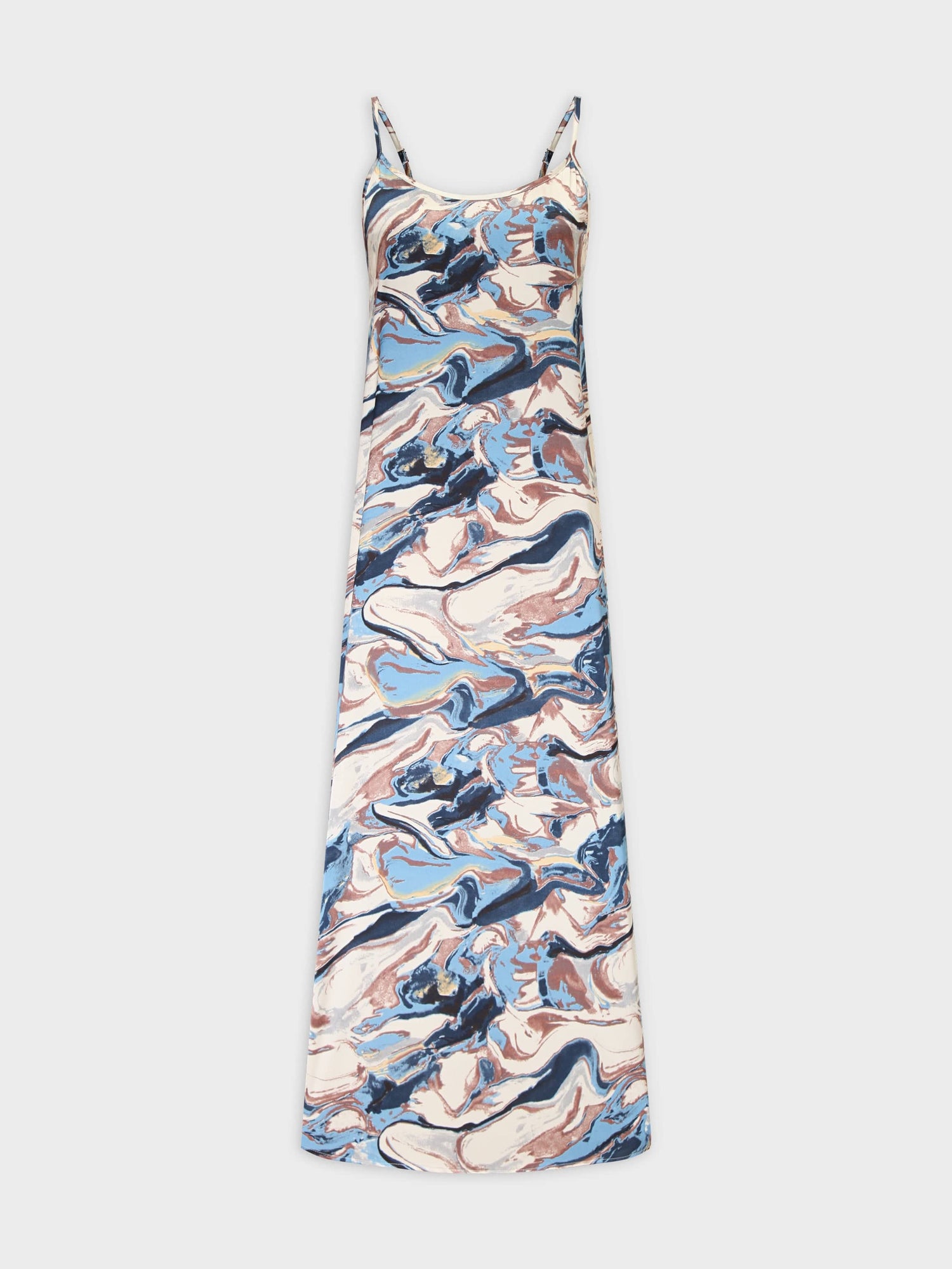 Printed Crew Neck Slip Dress-Watercolor