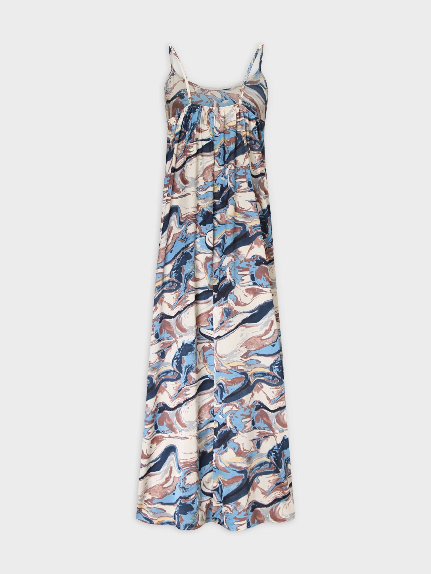 Printed Crew Neck Slip Dress-Watercolor