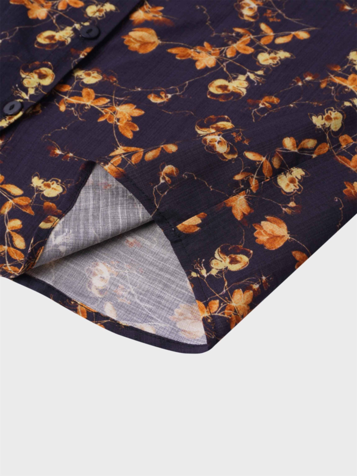 Puff Sleeve Button Down Blouse-Black/Gold Floral