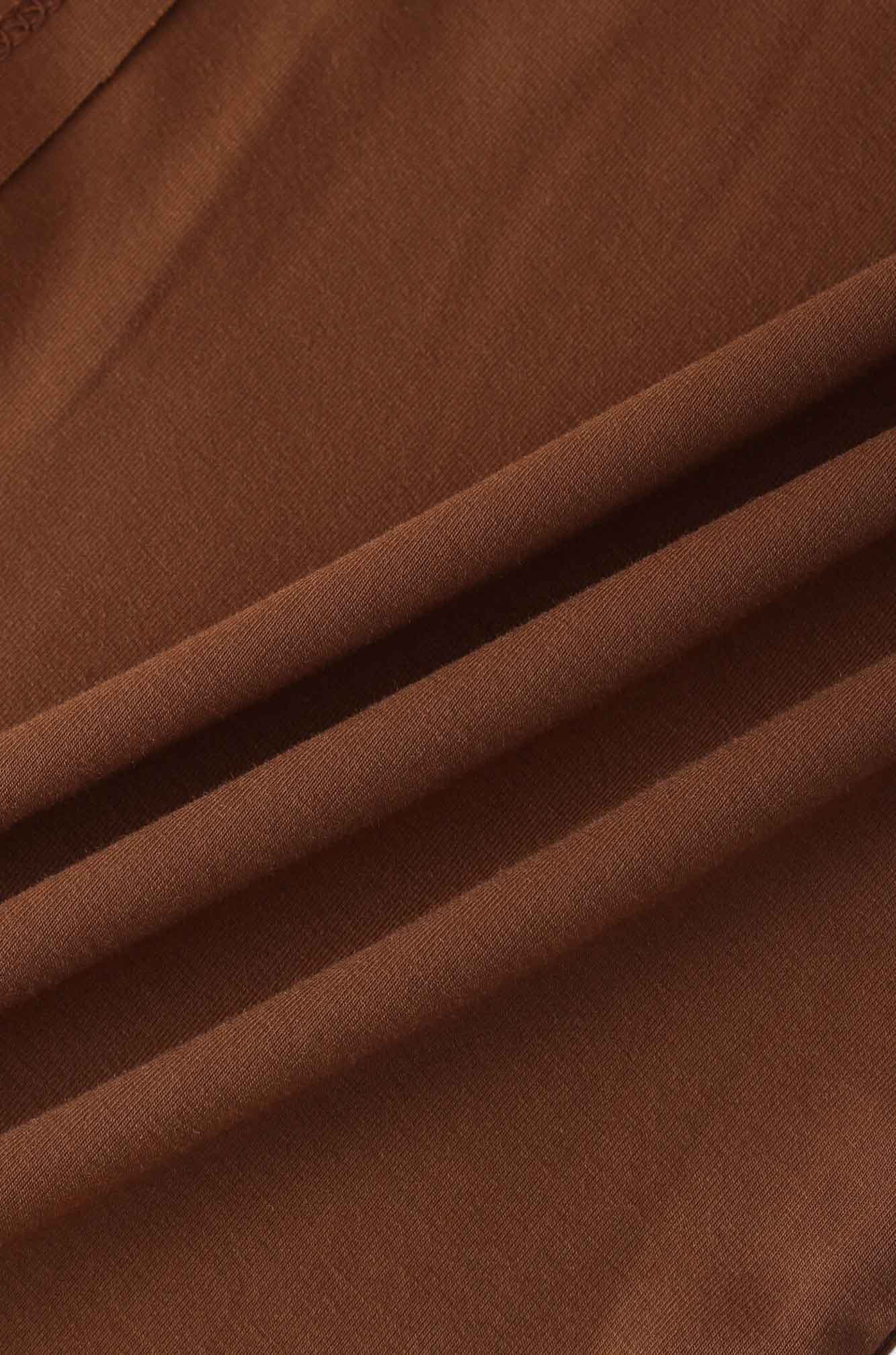 RIBBED BOTTOM T-SHIRT-MOCHA BROWN