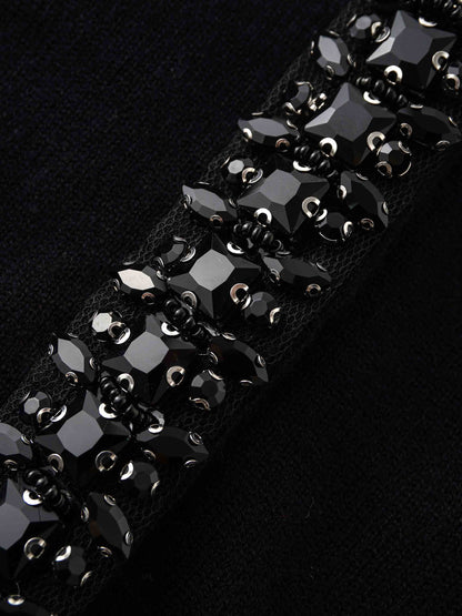 Embellished Cardigan Sweater-Black