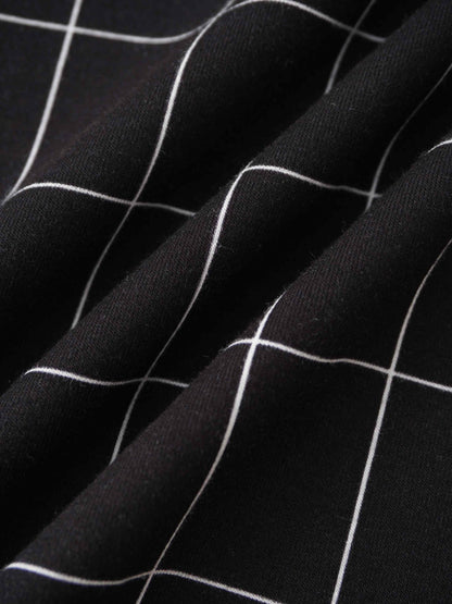 Printed Modal Turtleneck-Black Windowpane