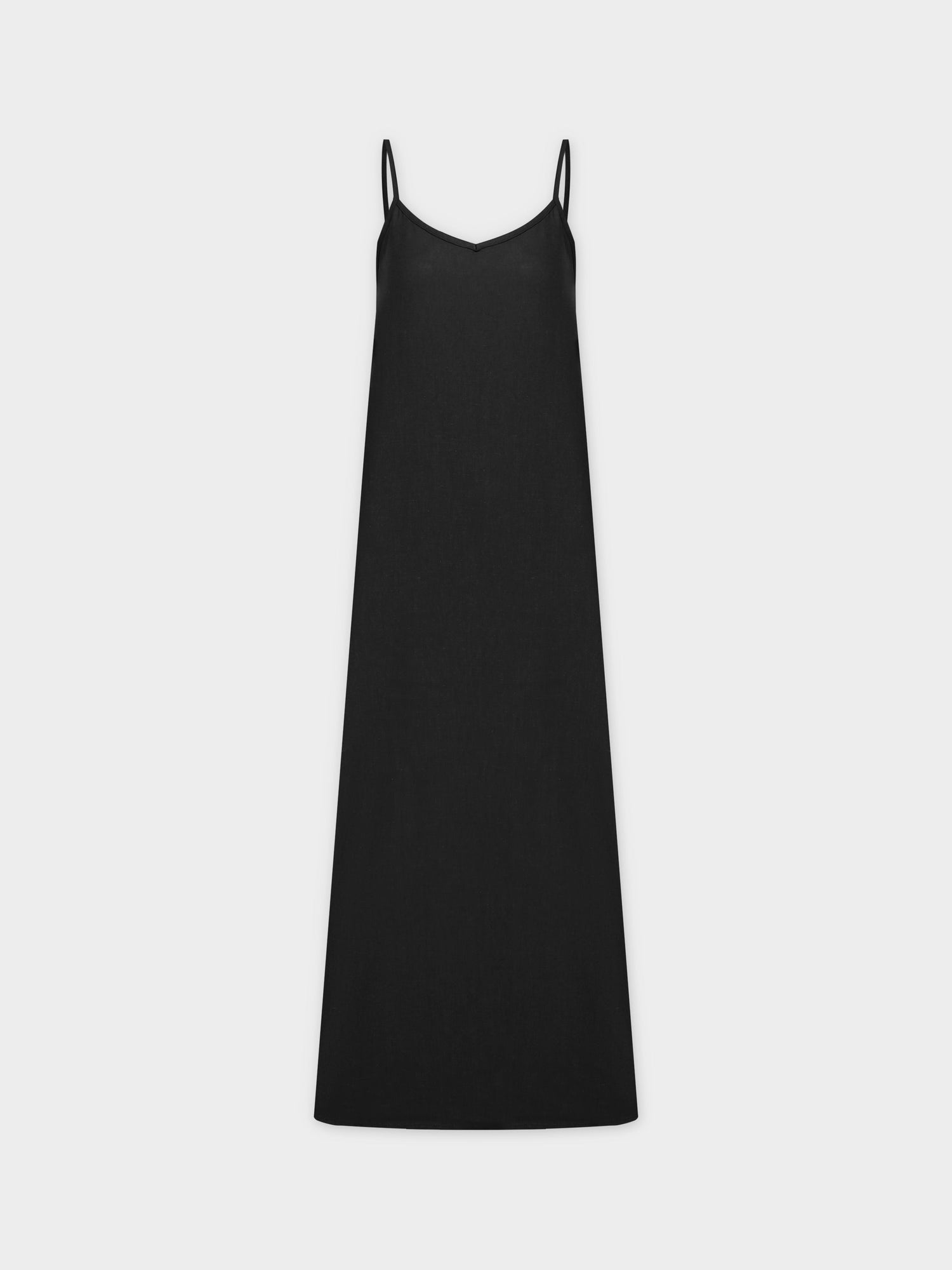 Linen Slip Dress-Black