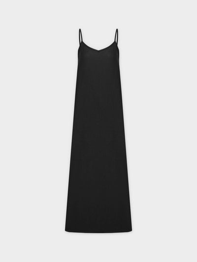 Linen Slip Dress-Black