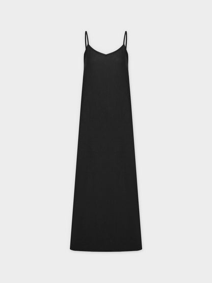Linen Slip Dress-Black