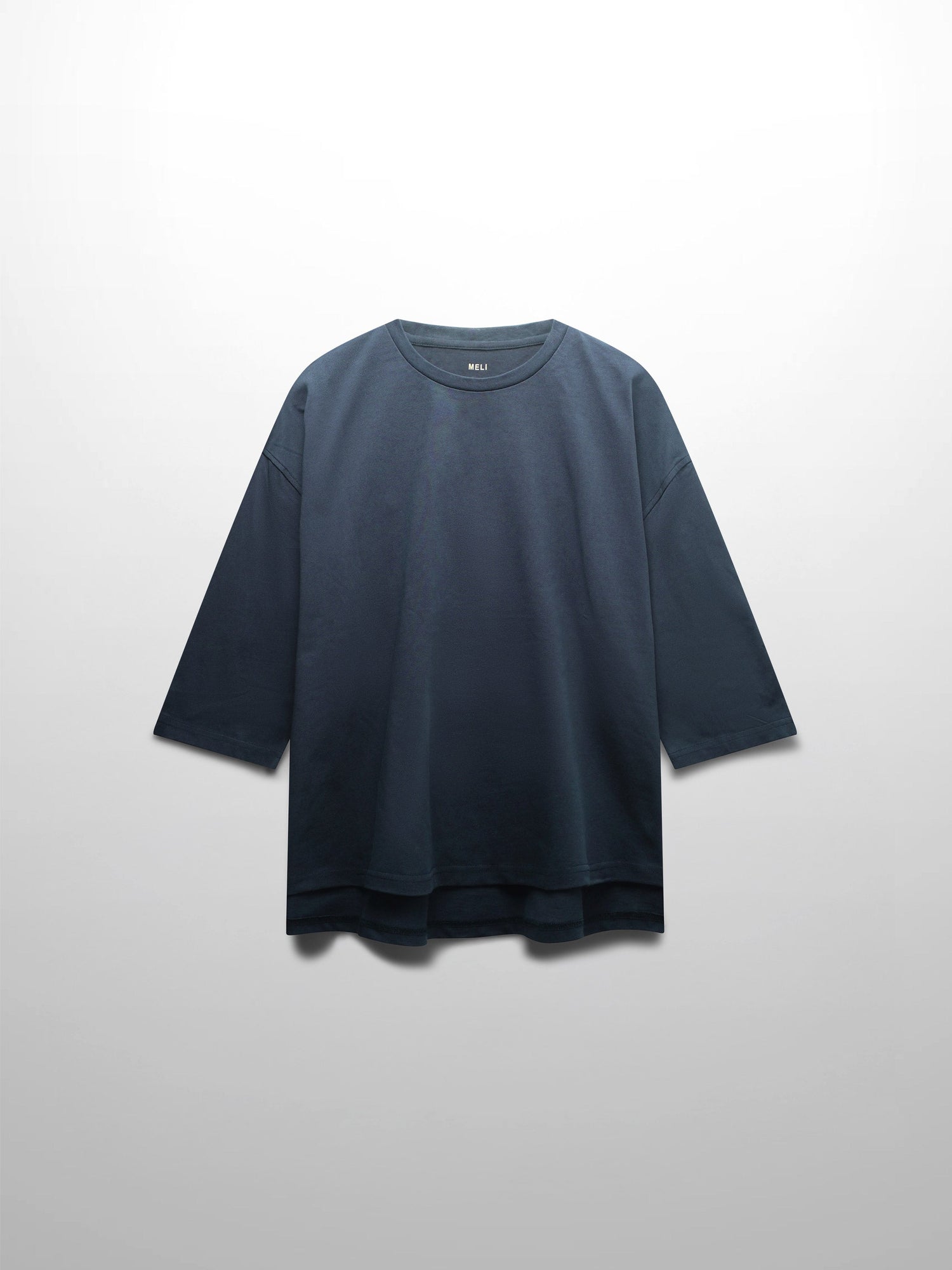 Oversized Boxy 3Q Sleeve Tee-Navy