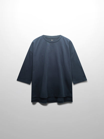 Oversized Boxy 3Q Sleeve Tee-Navy