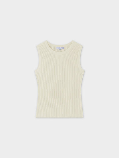 Sleeveless Ribbed Crew-Ivory