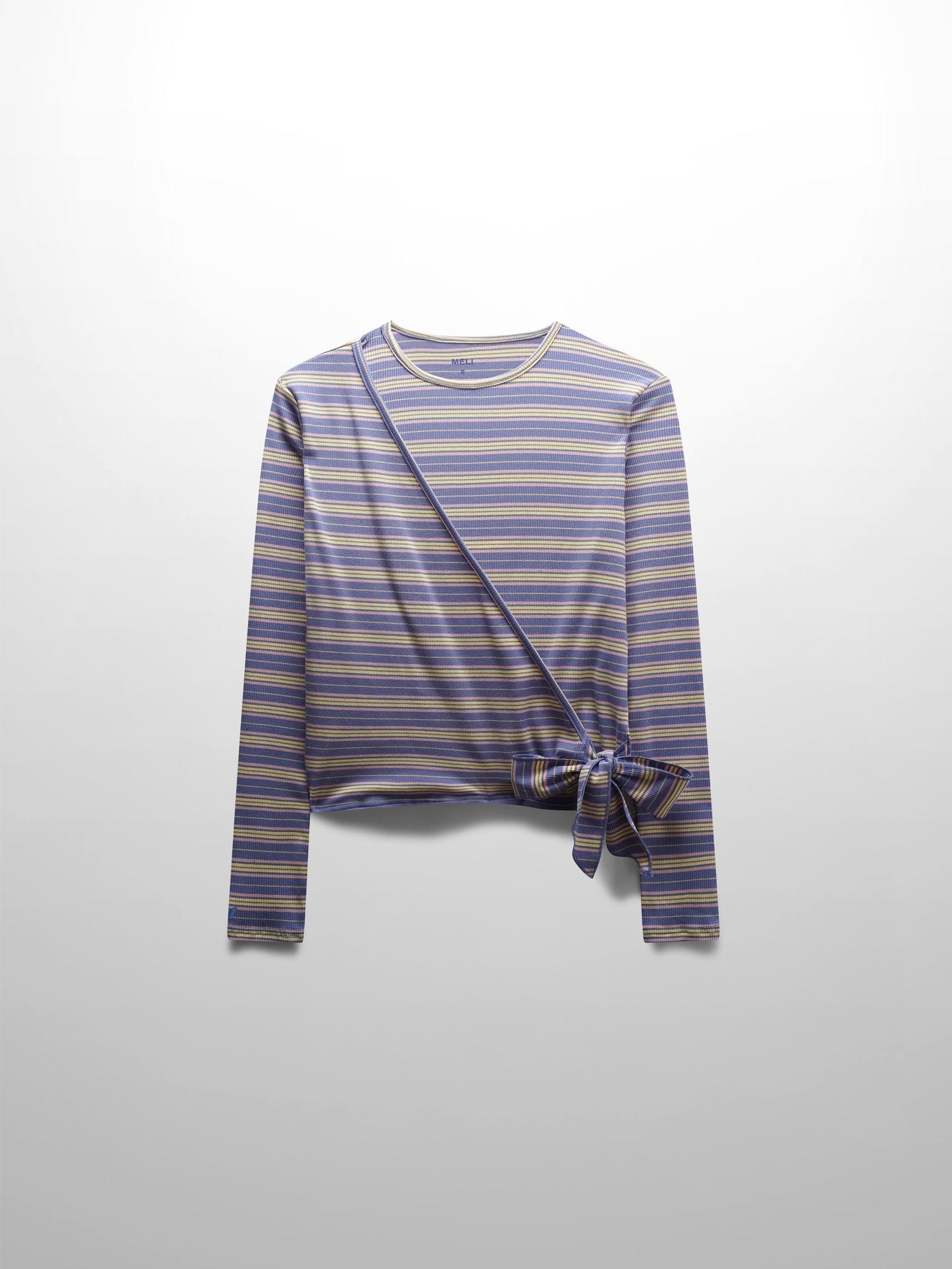 Striped Wrap Tee-Blue