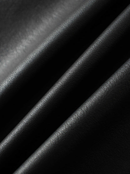 Side Stripe Faux Leather Skirt-Black
