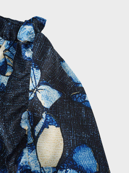 Layered Belted Dress-Blue Floral