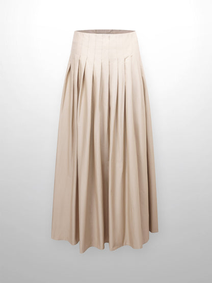 Full Pleated Skirt-Tan