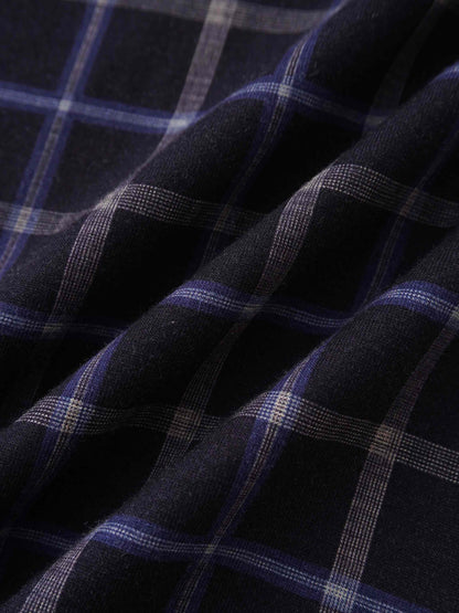 Printed Modal Turtleneck-Blue Plaid