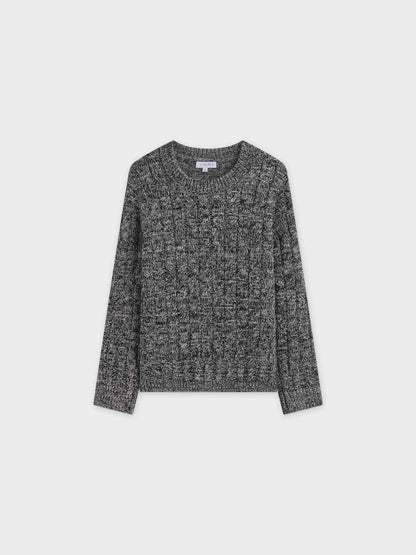 Chunky Heathered Cable sweater-Black/Tan