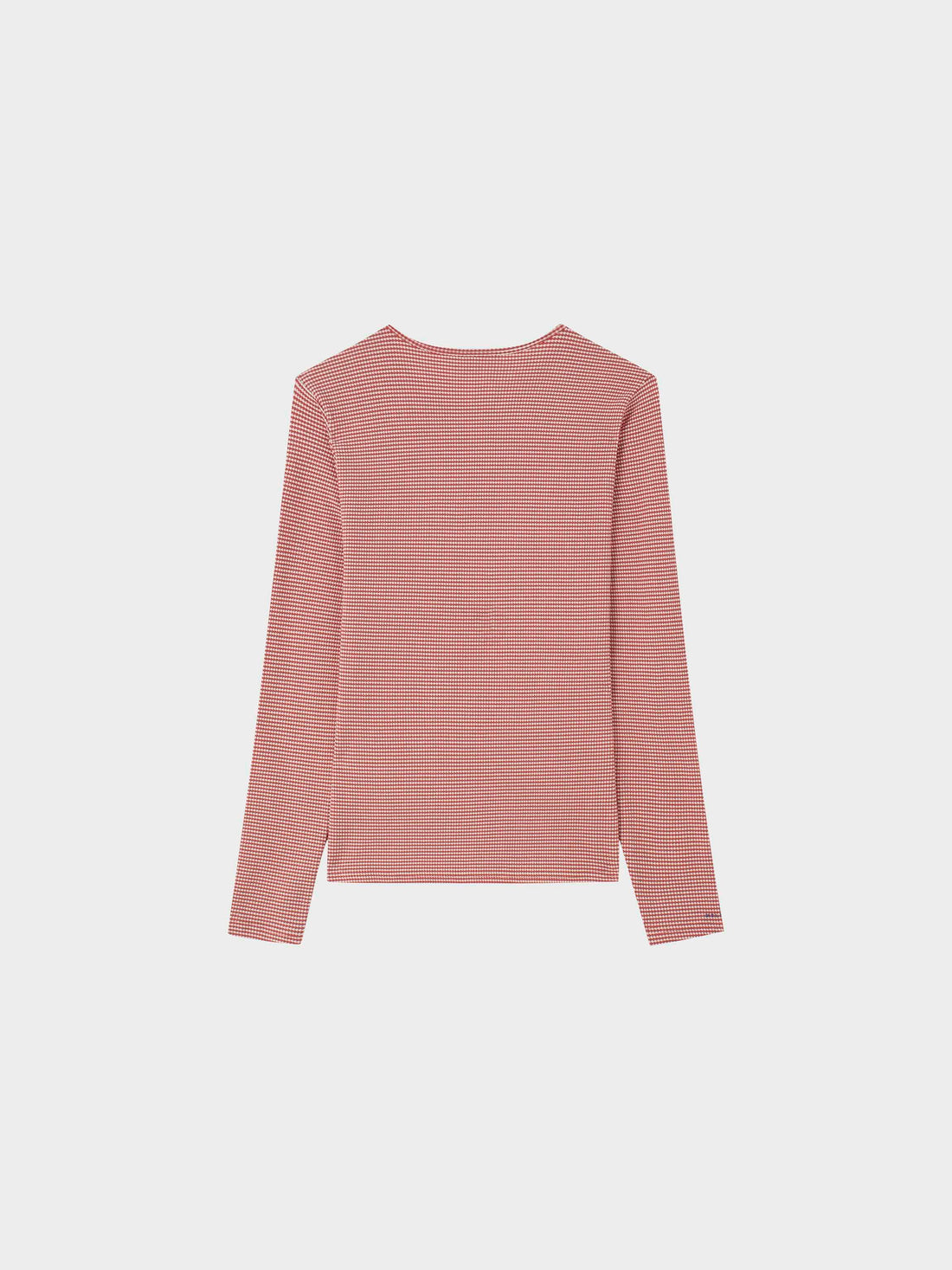 Waffle Striped Crew Tee-Rose/White