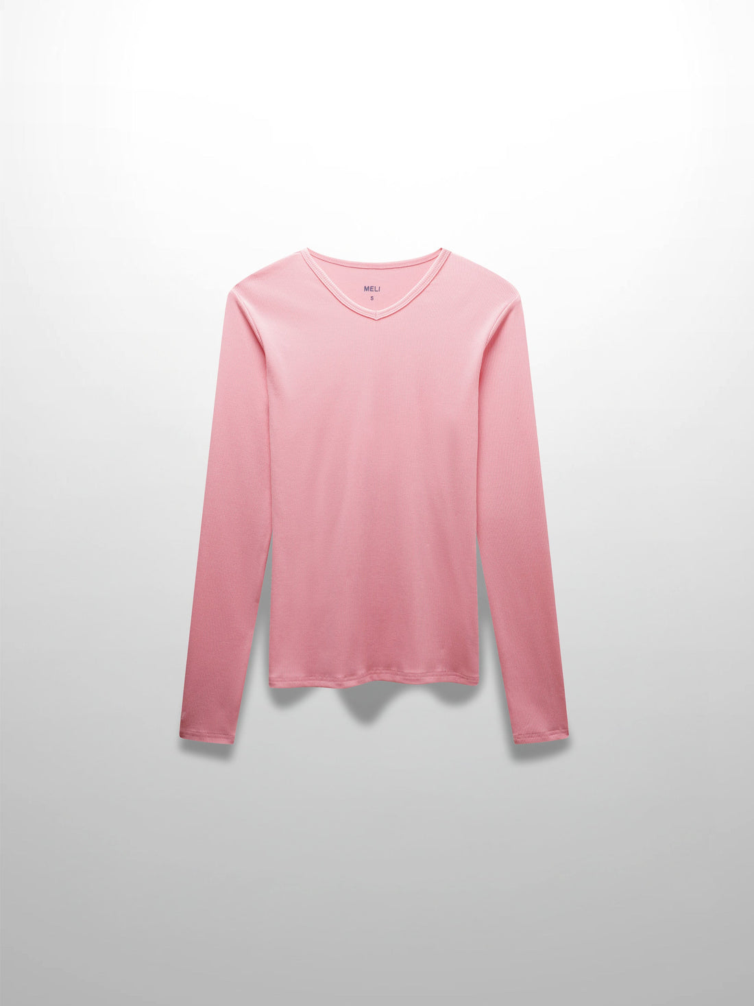 RIBBED HIGH V TEE LS-SO PINK