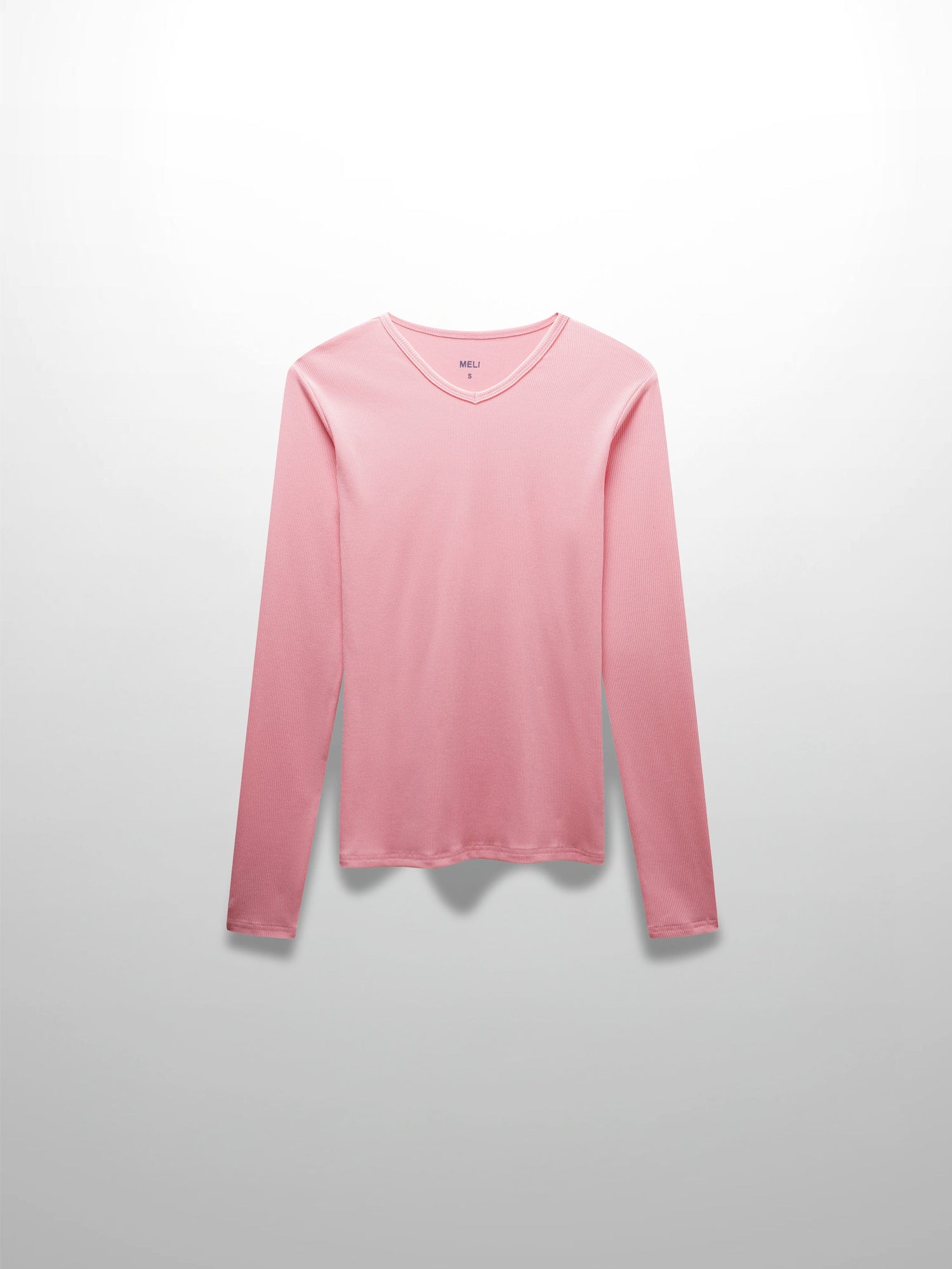 RIBBED HIGH V TEE LS-SO PINK