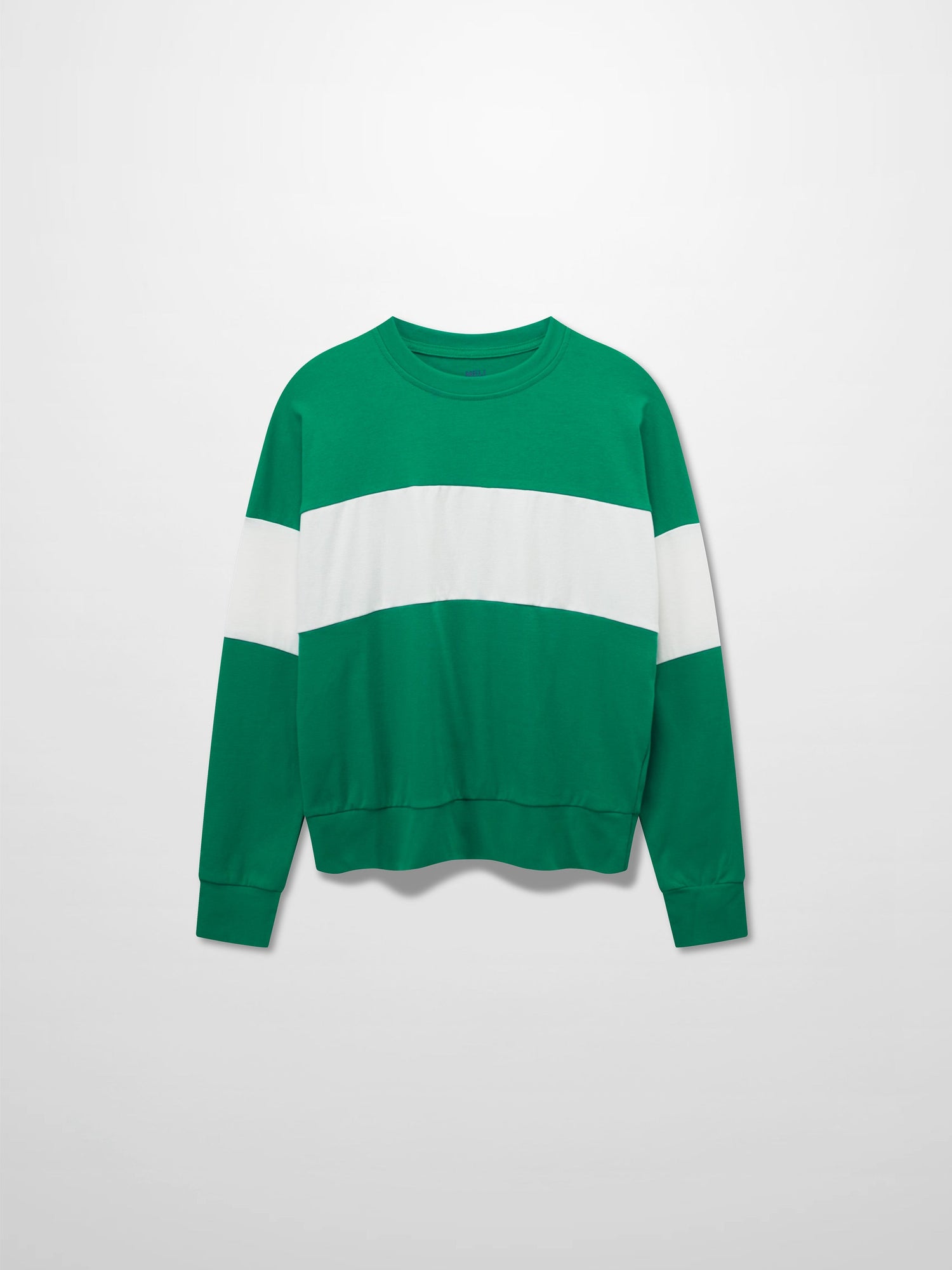 Wide Stripe Bomber Tee-Kelley Green/White