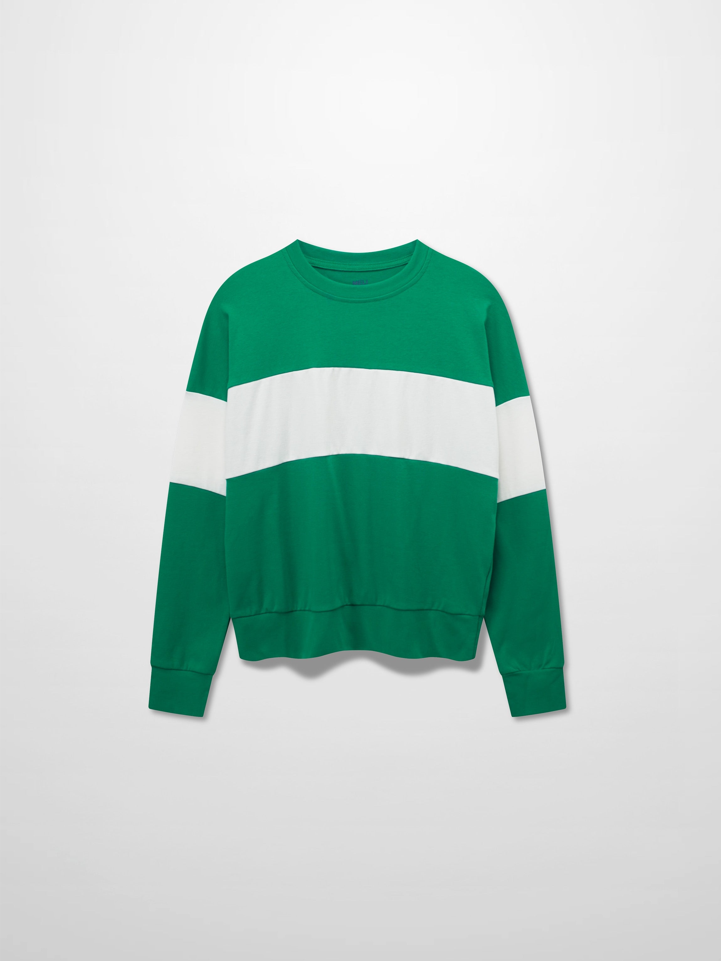 Wide Stripe Bomber Tee-Kelley Green/White