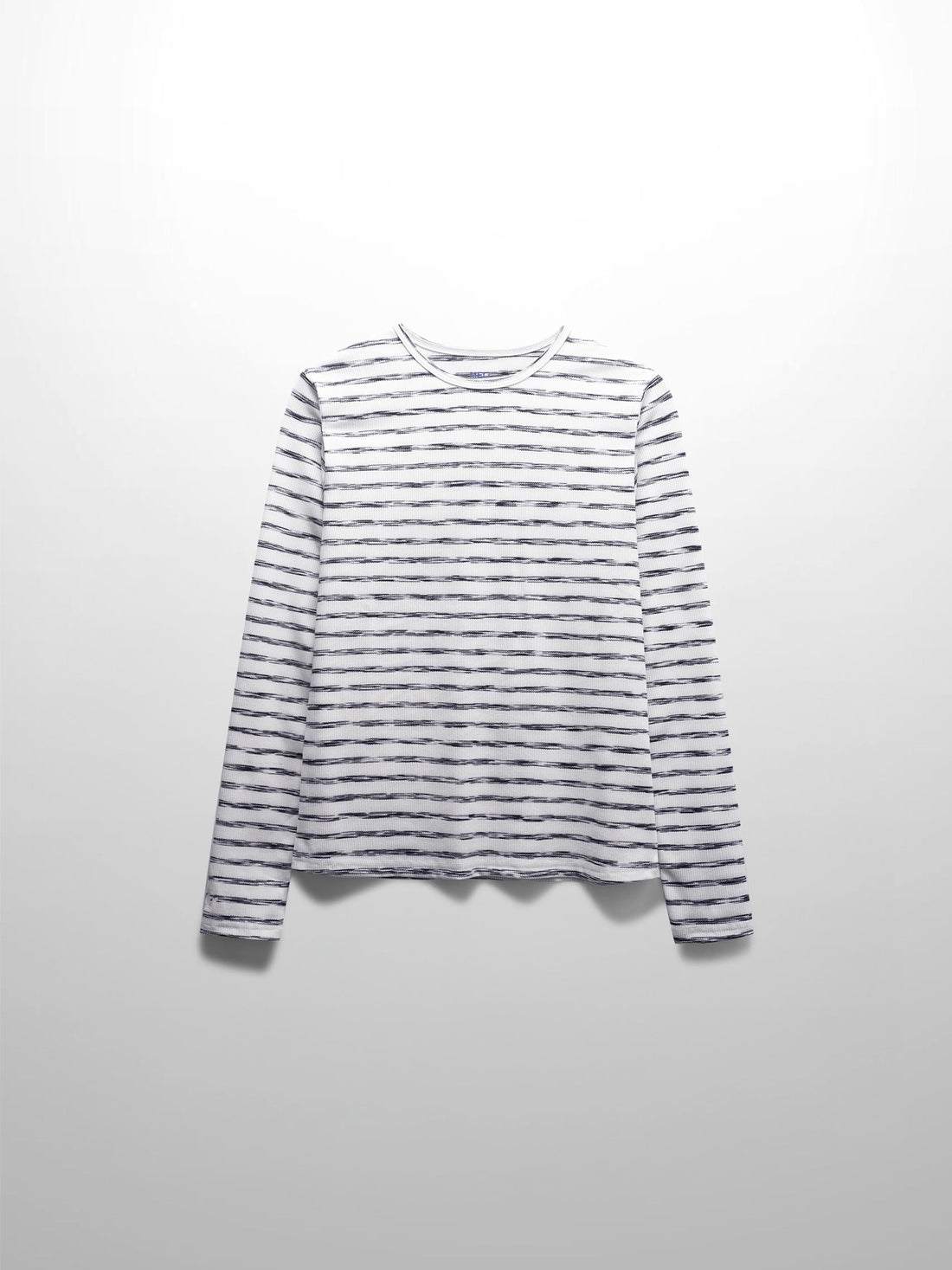 Multi Striped Ribbed Crew-Space Dye Black