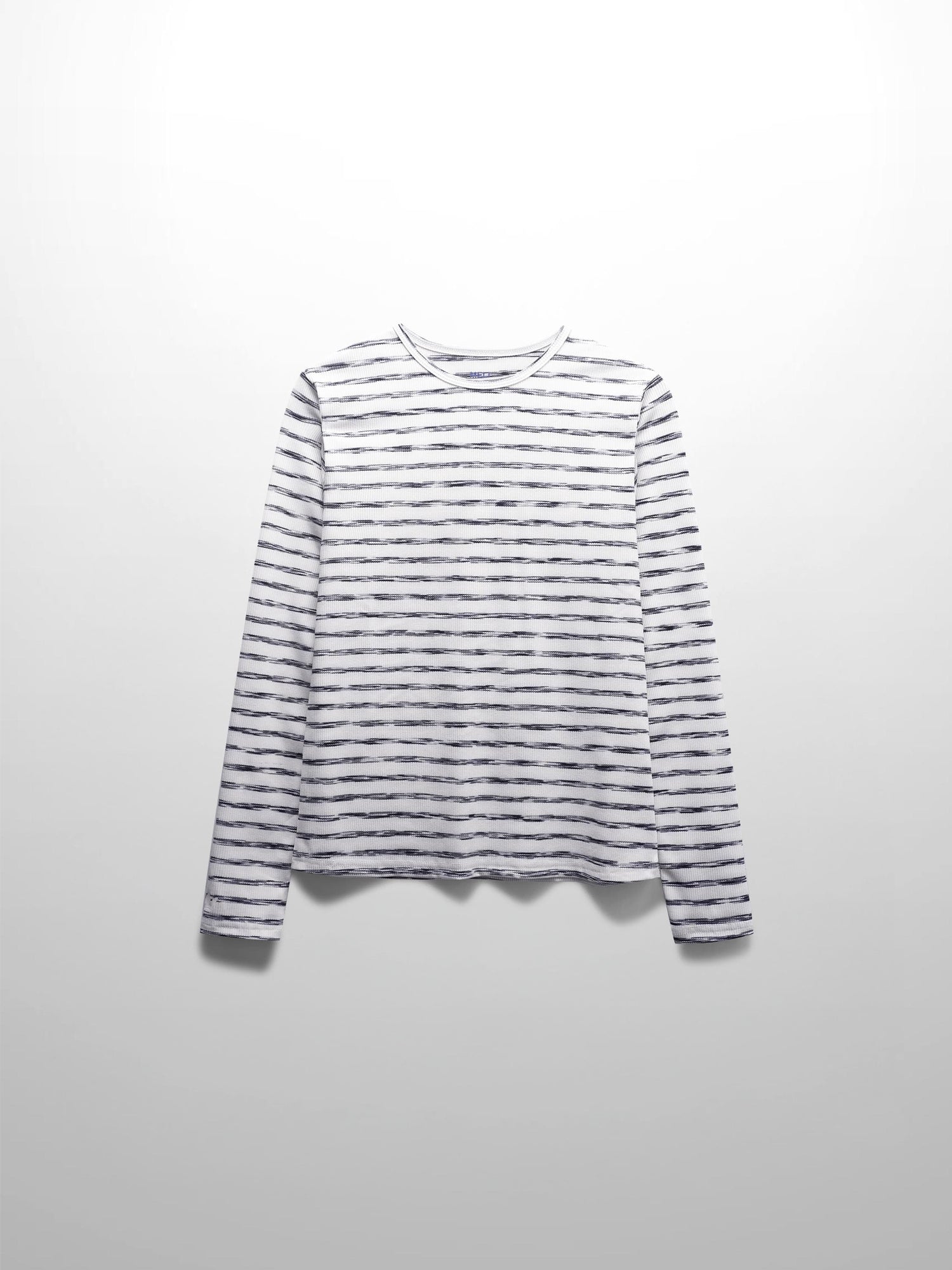 Multi Striped Ribbed Crew-Space Dye Black