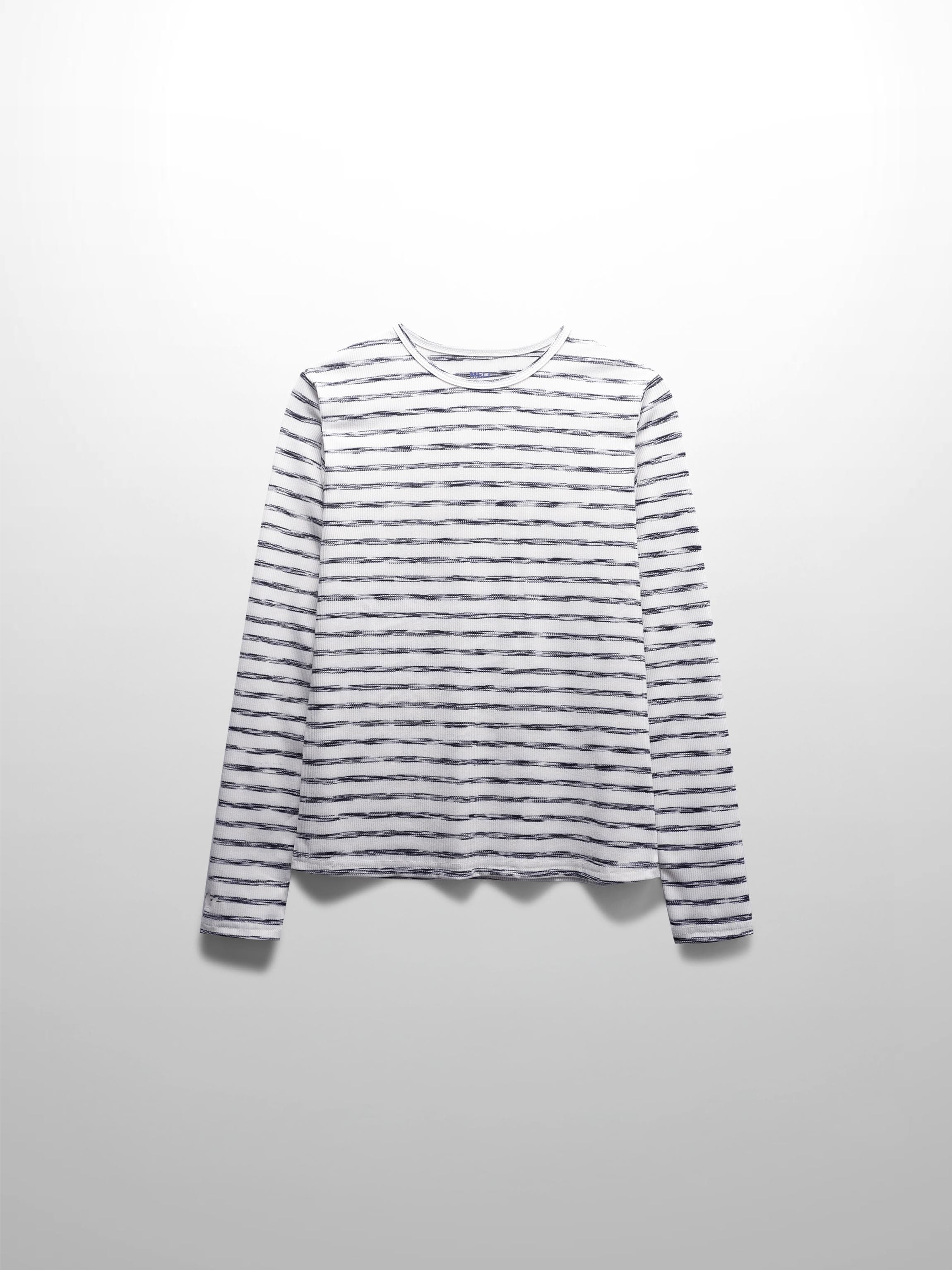 Multi Striped Ribbed Crew-Space Dye Black
