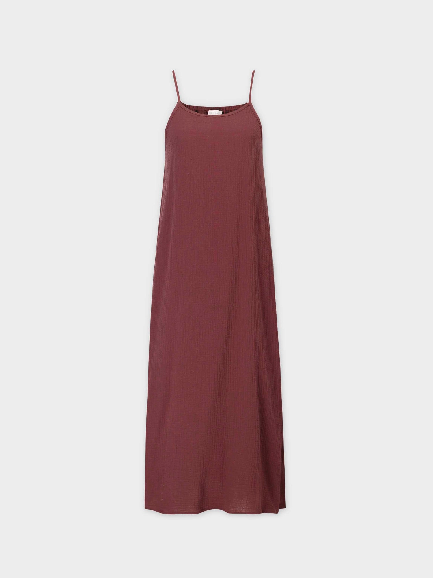 Gauze Slip Dress-Rust