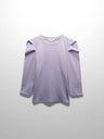 Ribbed Crew Neck Puff Sleeve Top-Lavender