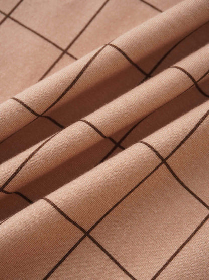 Printed Modal Turtleneck-Brown Windowpane