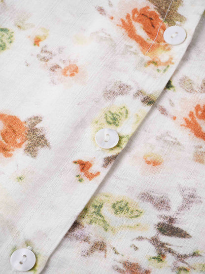 Puff Sleeve Button Down Blouse-Autumn Floral
