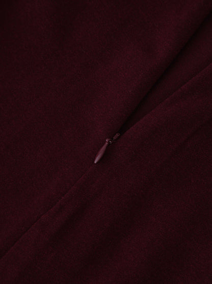 Pin Closure Wrap Skirt-Wine