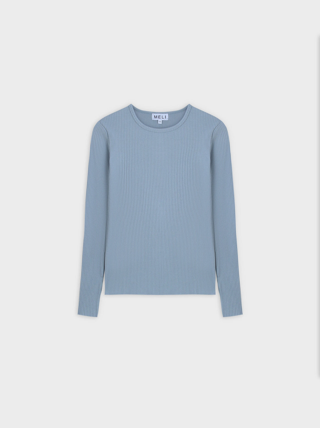 WIDE RIBBED CREW-BLUE GREY