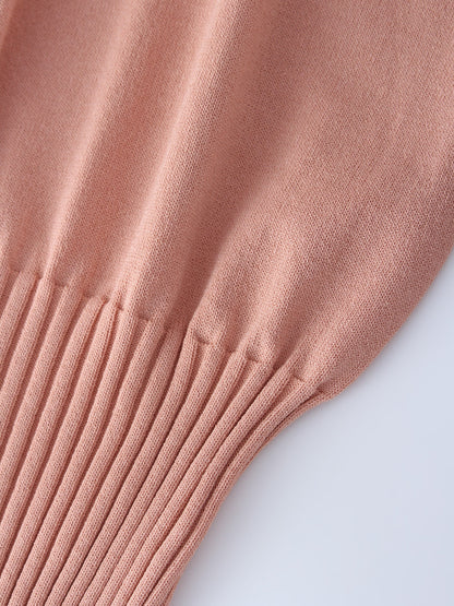 RIBBED WAISTED SWEATER-PEACH