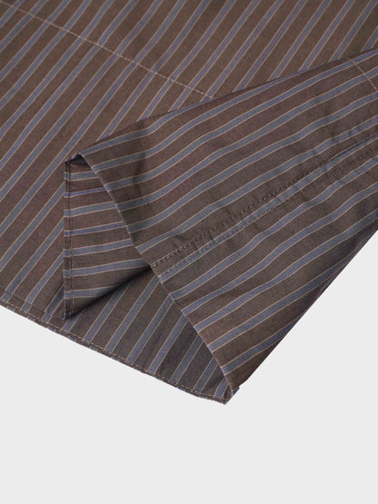 Striped Gathered Waist Skirt-Khaki Stripe
