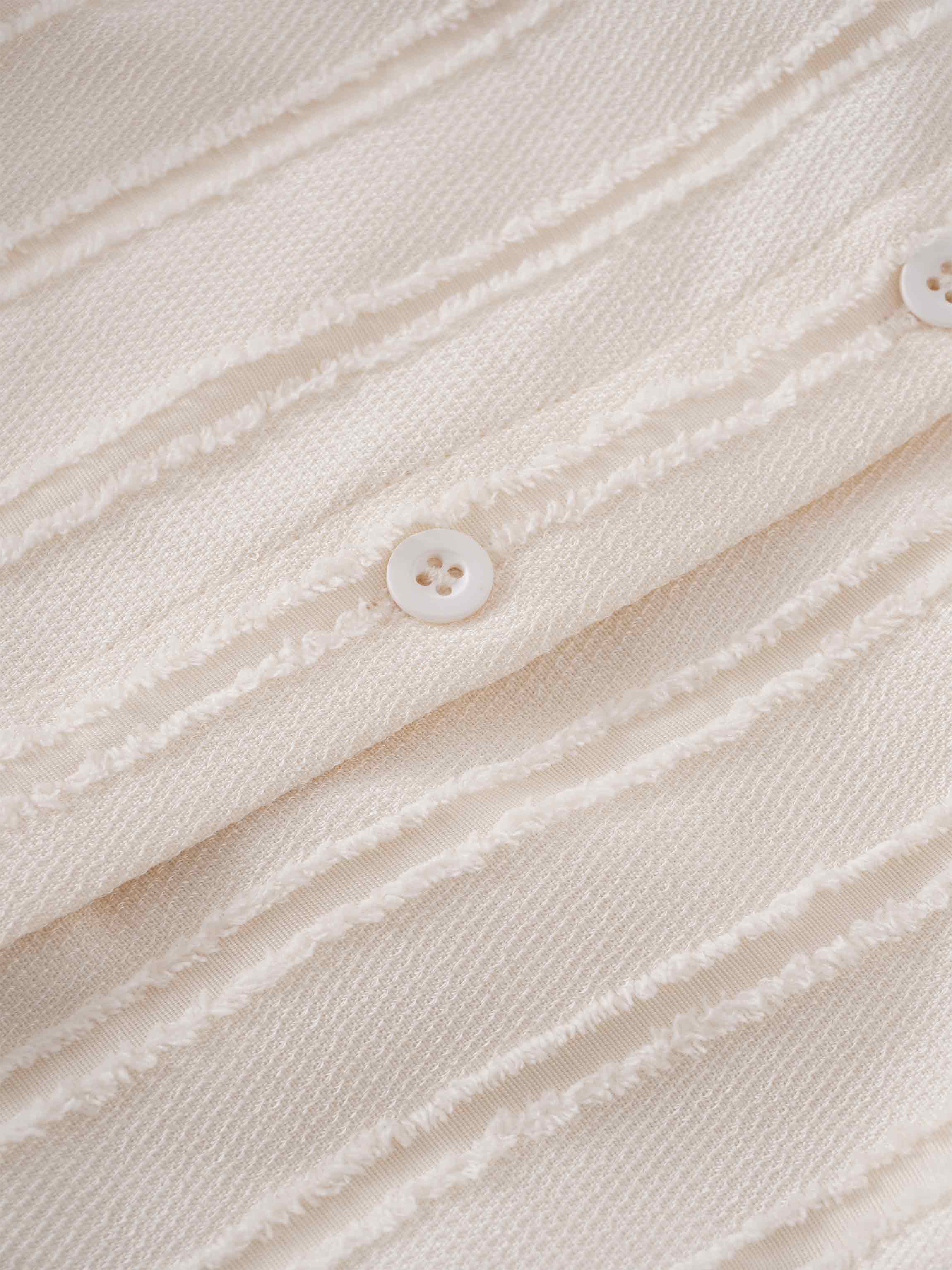 A Line Shirtdress-Fringe Stripe Ivory