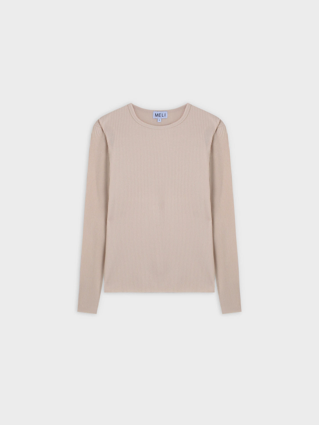 WIDE RIBBED CREW-TAN