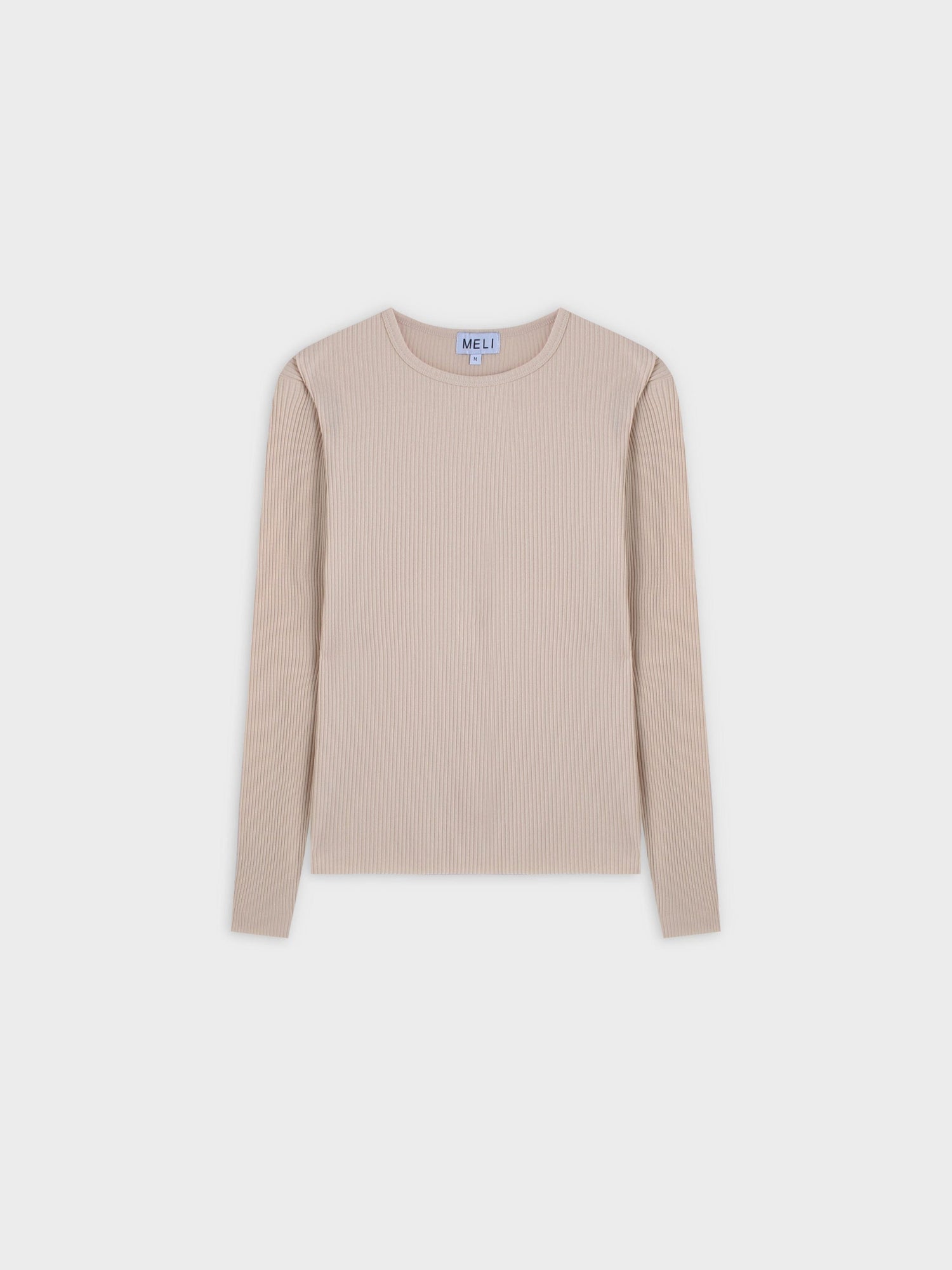 WIDE RIBBED CREW-TAN